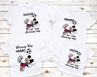 Mickey Soccer Birthday Family Shirts, Custom Disney Football Party Matching Shirts, Disney Soccer Group Shirts, Mickey Soccer Birthday Squad