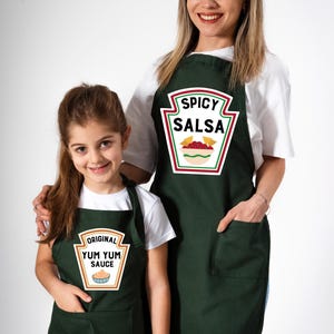Thanksgiving Condiments Aprons, Condiments Matching Apron, Thanksgiving Family Costume, Adults Youth Ketchup Ranch Apron Cosplay