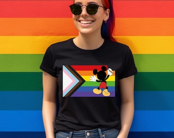 Disney Rainbow Flag Shirt, Mickey Painting LGBT Flag Shirt, Mickey Pride Tshirt, Love is Love, Disneyland Pride Tank Top