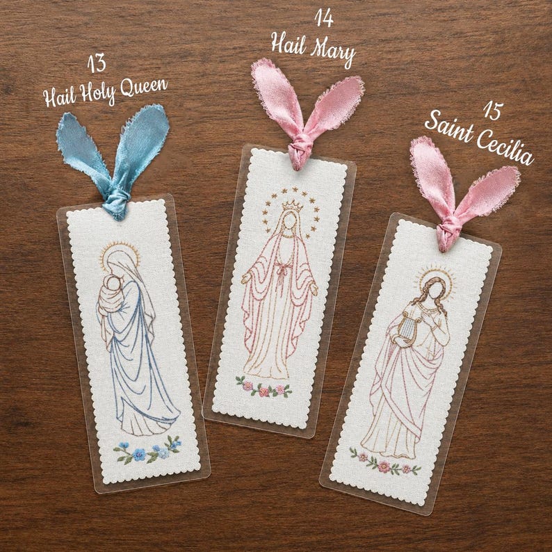 Hand Embroidered Religious Bookmark, Cotton Religious Saint Bookmarks ...