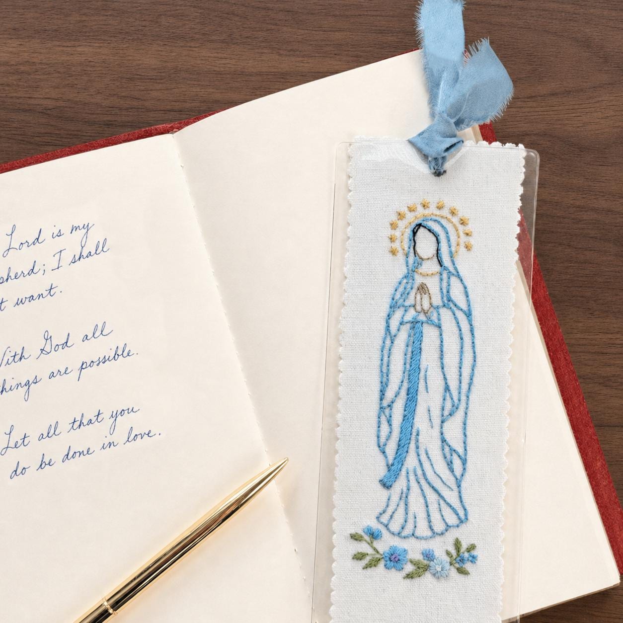Hand Embroidered Religious Bookmark, Cotton Religious Saint Bookmarks ...