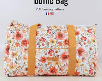 Duffle bag PDF pattern, Travel bag sewing pattern, Weekend bag pattern, Instant download PDF (A4, US letter, A1, Projector file)