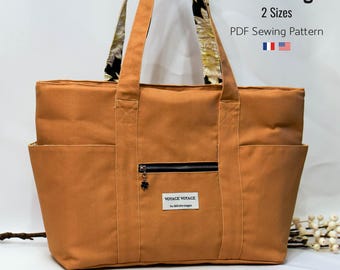 Tote bag pattern, Weekend bag pattern, Bag pattern, Beginner friendly sewing pattern (A4, US letter, A0, Projector file)