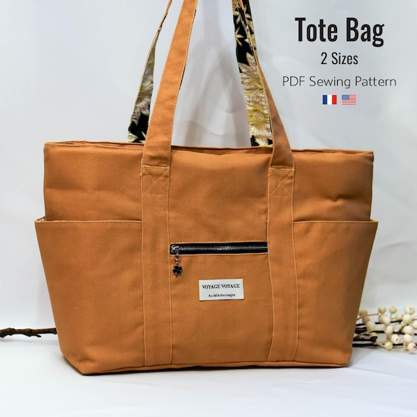 Tote bag pattern, Weekend bag pattern, Bag pattern, Beginner friendly sewing pattern (A4, US letter, A0, Projector file)
