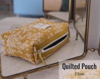 Quilted makeup bag PDF pattern, Zipper pouch pattern, Beginner friendly sewing pattern, A4, US letter, A2, Projector file