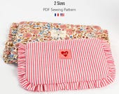 Pochette à volant, patron de couture pdf, A4, US Letter, A1, Projecteur