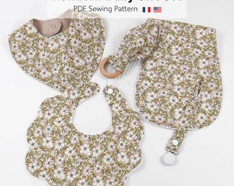 Newborn Baby Gift Set, PDF sewing pattern, baby bib pattern, newborn baby sewing pattern, DIY baby