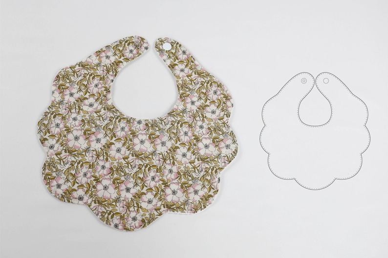 Flower bib pattern, PDF sewing pattern, baby bib pattern, newborn baby sewing pattern, DIY baby image 2