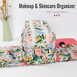 Grande trousse à maquillage, Trousse skincare, Trousse double-zip, Trousse de voyage, Patron de couture PDF