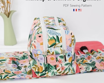 Makeup & Skincare Organizer Sewing Pattern PDF, Double Zip Cosmetic Bag pattern, Travel Makeup Case pattern, Toiletry Bag pattern