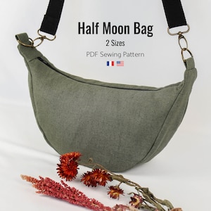 Half Moon Bag Sewing Pattern, Crescent Crossbody & Shoulder Bag, PDF Digital Download (A4, US Letter, A0, Projector File)