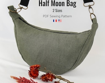 Half Moon Bag Sewing Pattern, Crescent Crossbody & Shoulder Bag, PDF Digital Download (A4, US Letter, A0, Projector File)