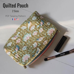 Quilted pouch PDF pattern, Zipper pouch pattern, Beginner friendly sewing pattern, A4, US letter, A2, Projector file