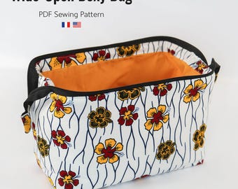 Boxy bag PDF pattern, Makeup bag pattern, Wide-open boxy bag, Digital pdf pattern (A4, US letter, A1, Projector file)