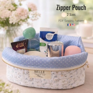 Patron trousse rectangle zippée, patron de couture pdf (A4, A1, Projecteur)