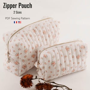 Zipper Pouch PDF pattern, quilted pouch, Beginner friendly (A4, US Letter, A1, projector file)