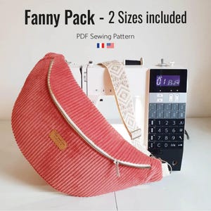 Fanny pack PDF sewing pattern, Sling bag / Crossbody bag, Beginner friendly, 2 sizes included, A4, US letter, A0, Projector file