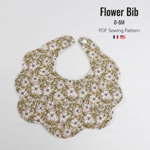 Bavaglino smerlato, bavaglino a fiori, modello bavaglino, modello di cucito PDF