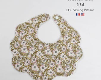 Flower bib pattern, PDF sewing pattern, baby bib pattern, newborn baby sewing pattern, DIY baby