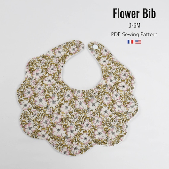 Bavoir festonné, bavoir fleur, patron bavoir, patron de couture PDF