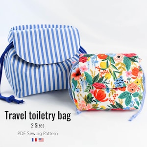 Travel toiletry bag PDF pattern, Zippered travel pouch pattern, Cosmetic bag pattern, Beginner friendly ( A4, US Letter, A1, projector file)