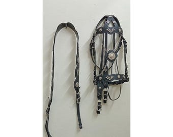 Fancy Custom Handmade Leather Horse Bridle with Breast Collar - Western Silver Embellishments, Durable & Stylish, Adjustable Equestrian Tack