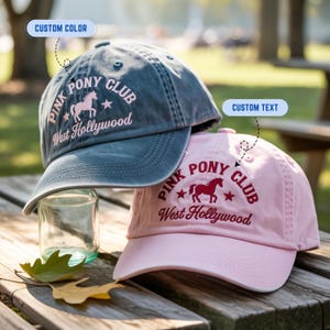 Pink Pony Club Custom Embroidered Hat – Personalized Wash, Baseball or 2-Tone Cap – Bachelorette Gift, Custom Text Front & Back