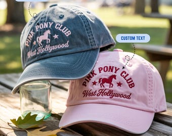 Pink Pony Club Custom Embroidered Hat – Personalized Wash, Baseball or 2-Tone Cap – Bachelorette Gift, Custom Text Front & Back