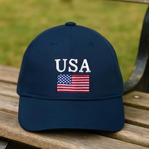 USA Flag Embroidered Hat – Patriotic American Flag Baseball Cap or Wash Cap, USA Dad Hat Gift, 4th of July, Veteran or Military Pride Cap