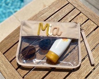 Sunscreen Bag for Beach | Waterproof Wet Bag for Swim | Custom Name Travel Pouch | Summer Vacation Accessory