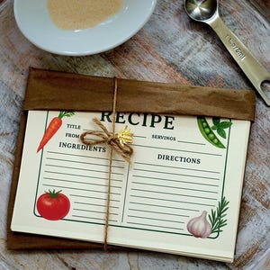 Cartes de recettes vierges - Style campagnard/rustique pour vos recettes préférées