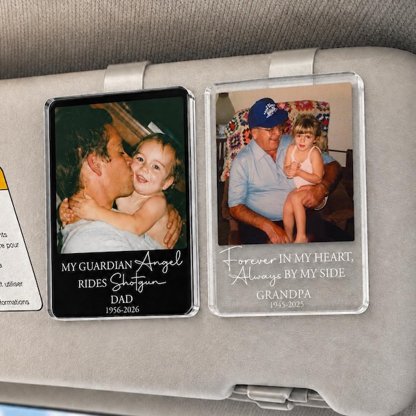 Personalized Memorial Photo Car Visor Clip: Loss Of Dad Gift, Memorial Keepsake Gift, Sympathy Gift, Loss Of A Loved One Gift