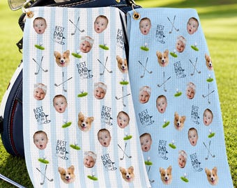 Personalized Kids Photo Golf Towel, Best Dad By Par Towel, Baby Face Towel, Funny Dad Gift, Golf Lovers Gift, Father's Day Gift For Dad