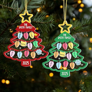Personalized Family Christmas Ornament: 2-Layer Wood & Acrylic