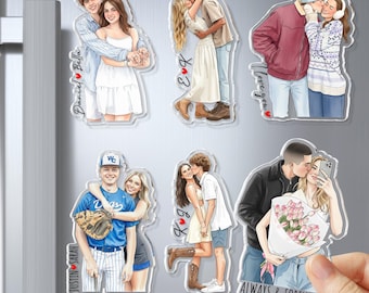 Personalized Portrait Photo Fridge Magnets, Custom Acrylic Magnet, Couples Photo Magnet, Picture Couples Magnet, Valentine's Day Gift