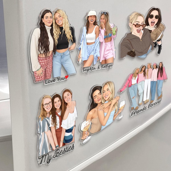 Personalized Photo Portrait Fridge Magnets, Custom Photo Best Friend Magnet, Besties Photo Magnet, Besties Gift, Galentines Day Gift