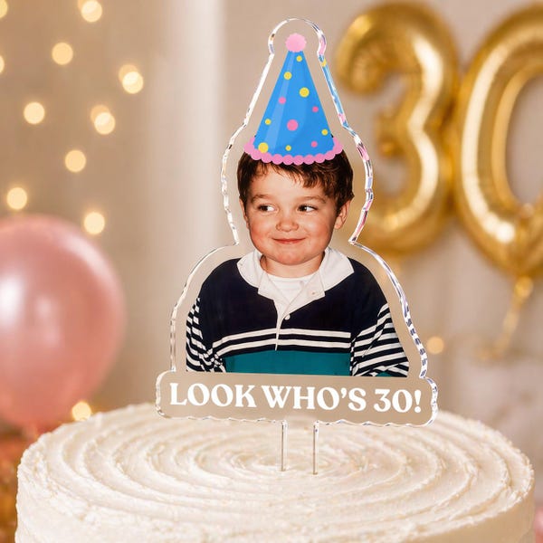 Personalized 30th 40th 50th Birthday Cake Topper, Custom Photo Cake Topper, Funny Birthday Party Favors, Birthday Gift For Daughter, Son