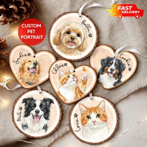 Personalized Watercolor Photo Pet Wooden Ornament: Pet Portrait From Photo