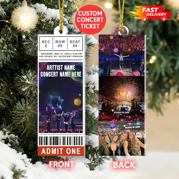 Personalized Concert Ticket Acrylic Ornament: Favorite Music Keepsake Gift
