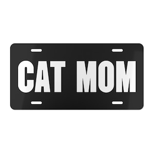 Cat Mom Vanity Plate, Aluminum Metal image 1