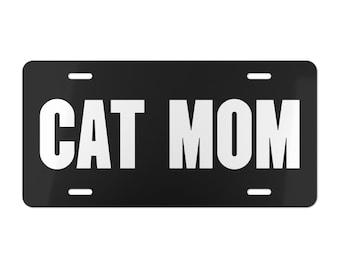 Cat Mom Vanity Plate, Aluminum Metal
