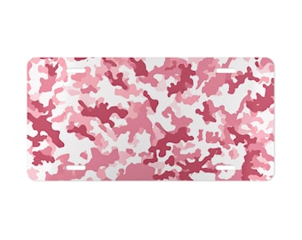 Pink Camo License Plate, Feminine Camouflage Vanity Metal Car Tag, Gift for Her