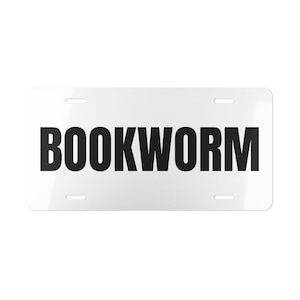 BOOKWORM Personalized Vanity Plate for Book Lovers | Custom Car Accessories | Gift for Readers | Unique Gifts for Bookworms, Literary