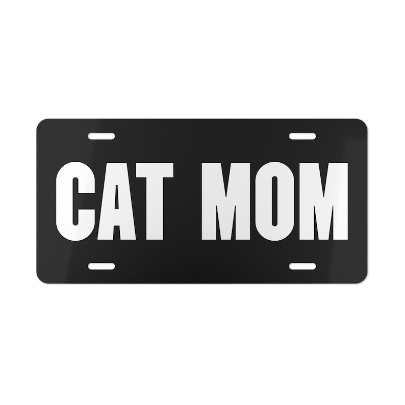 Cat Mom Vanity Plate, Aluminum Metal image 1