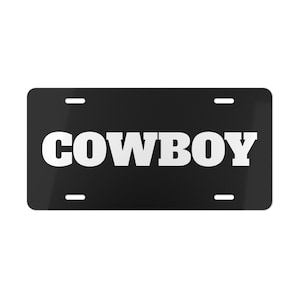 Cowboy Aluminum Vanity Plate: Western Decor for Car, Barn, or Man Cave