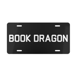 Personalized Book Dragon Vanity Plate: Unique Car Tag Gift for Readers and Literature Enthusiasts