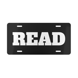READ Aluminum Vanity License Plate for Book Lovers, Bold Custom Car Tag or Wall Art for Readers, Durable Decor with Free USA Shipping