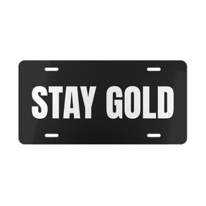 Stay Gold Metal Vanity Plate: Bookworm&#39;s Custom License Decor, Unique Car Enthusiast Gift Accessory