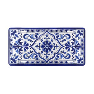 Targa anteriore Talavera, accessorio per auto con decorazione floreale blu e bianca, in metallo, 12 x 6