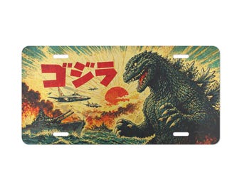 Japanese Kaiju Front License Plate Giant Monster Movie, Aluminum Metal